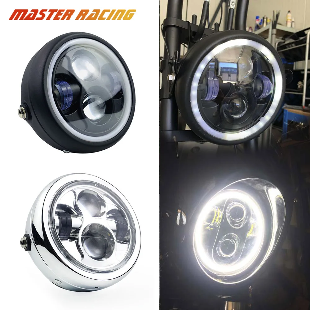Universal Headlamp Motorcycle LED Angel Eye High Low Beam Front Headlight Vintage Headlight Front Light For Honda Harley
Universal Headlamp Motorcycle LED Angel Eye High Low Beam Front Headlight Vintage Headlight Front Light For Honda Harley