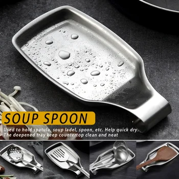 

Kitchen Spoon Rack Spatula Holder Tray Stainless Steel Soup Ladle Holding Tray K888