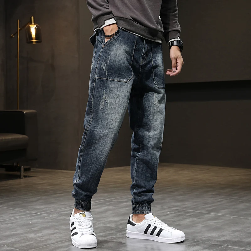 Men's Jeans Cotton Relaxed Tapered Baggy Jeans Male American Clothing Large Size Jeans Joggers