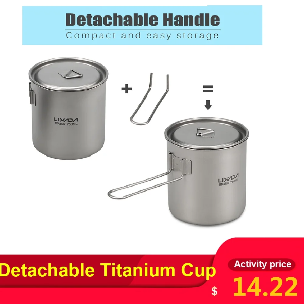 Lixada Detachable Handle Outdoor Titanium Cup Tableware Picnic Cookware 750ml Camping Titanium Pot Water Cup Camping stove hot
Lixada Detachable Handle Outdoor Titanium Cup Tableware Picnic Cookware 750ml Camping Titanium Pot Water Cup Camping stove hot