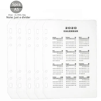5pcs/set A5/A6 Loose-Leaf 2020 Calendar Partition Baffle Transparent Matte Standard 6 Holes Thick 60 Wire
5pcs/set A5/A6 Loose-Leaf 2020 Calendar Partition Baffle Transparent Matte Standard 6 Holes Thick 60 Wire