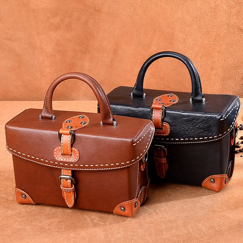 Genuine Leather Retro Contrast Color Single-shoulder Bag for Women Skeleton-skin New Style Hand Square Sling Bag Handmade DIY Or
Genuine Leather Retro Contrast Color Single-shoulder Bag for Women Skeleton-skin New Style Hand Square Sling Bag Handmade DIY Or