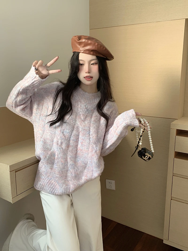 women's jumper 2021 Winter loose color-dyed twist pullover sweater korean fashion vintage sweater elegant woman top
women's jumper 2021 Winter loose color-dyed twist pullover sweater korean fashion vintage sweater elegant woman top
