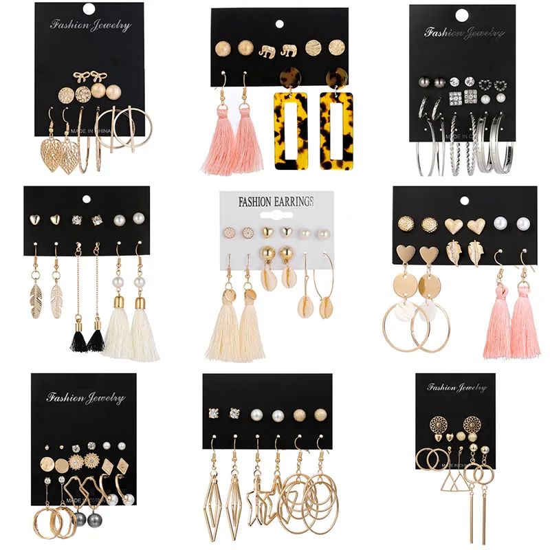 Geometric Long Tassel Stud Earrings Set Fashion Irregular Acrylic Round Leaf Bow Heart Elephont Pearl Earrings For Women Jewelry
Geometric Long Tassel Stud Earrings Set Fashion Irregular Acrylic Round Leaf Bow Heart Elephont Pearl Earrings For Women Jewelry