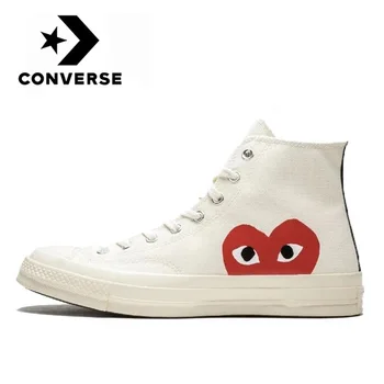 

Original Converse Chuck Taylor All Star 70s Hi Comme Des Garcons Play White CDG High Skateboarding sneakers flat canvas Shoes