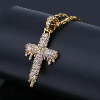 Hip Hop Religious Drop Cross Pendant Necklace Gold Silver Color Cubic Zircon Jewelry Necklaces Gifts Rope Chain For Women
Hip Hop Religious Drop Cross Pendant Necklace Gold Silver Color Cubic Zircon Jewelry Necklaces Gifts Rope Chain For Women