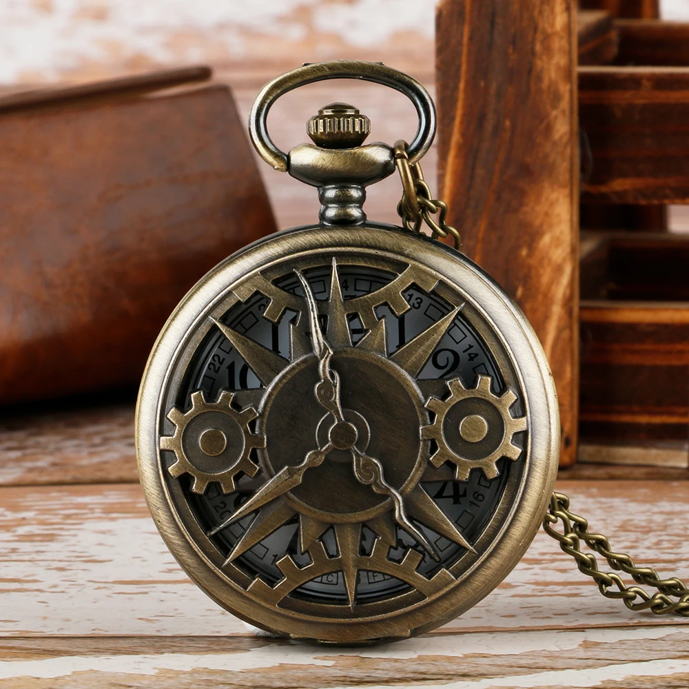 Часы кварцевые карманные в ретро стиле для мужчин и женщин бронзовые часы с