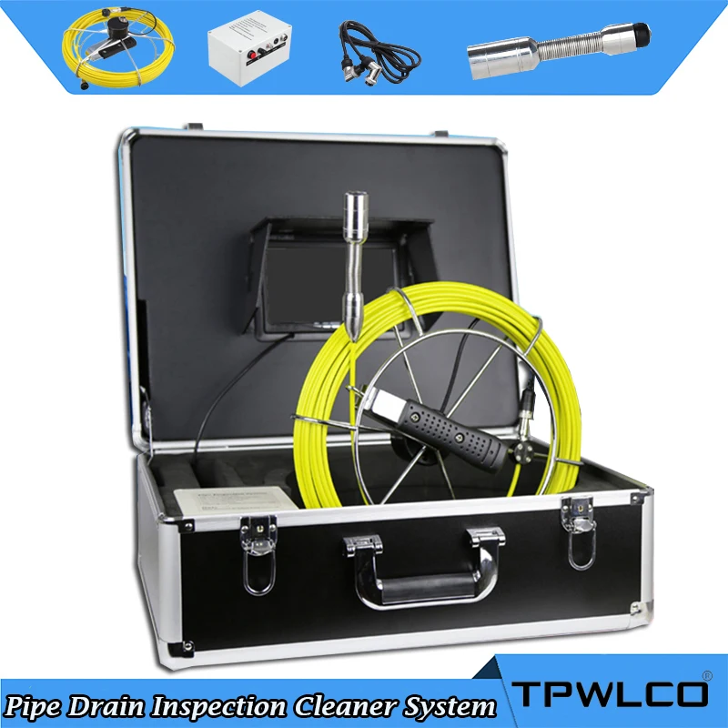 

7" TFT LCD Color Monitor 20m Cable Pipe Drain Inspection Cleaner System With Diameter 23mm 1000TVL LED Professional Camera DVR