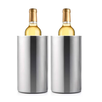 2 Pack Stainless Steel Double Wall Wine Cooler Bucket, Keeps Cold for Hours Wine Bottle Cooler Chiller with Clamp
2 Pack Stainless Steel Double Wall Wine Cooler Bucket, Keeps Cold for Hours Wine Bottle Cooler Chiller with Clamp