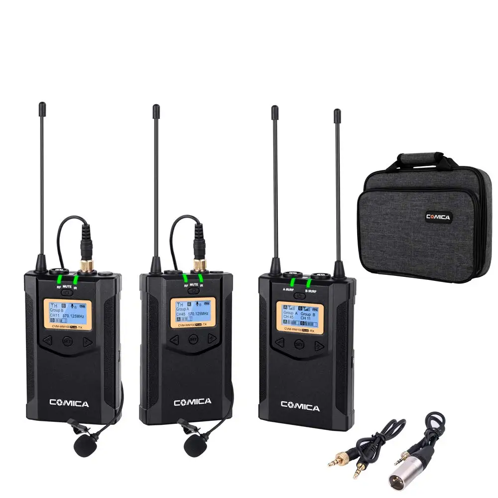 Comica CVM-WM100 Plus UHF 48-Channel Wireless Dual Lavalier Microphone System for DSLR Camera,XLR Camcorder & Smartphone
Comica CVM-WM100 Plus UHF 48-Channel Wireless Dual Lavalier Microphone System for DSLR Camera,XLR Camcorder & Smartphone