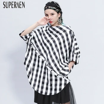 SuperAen New 2020 Spring and Summer Women Plaid Shirt Bat Sleeve Stand Collar Ladies Blouses and Tops Fashion Women Clothing 
SuperAen New 2020 Spring and Summer Women Plaid Shirt Bat Sleeve Stand Collar Ladies Blouses and Tops Fashion Women Clothing