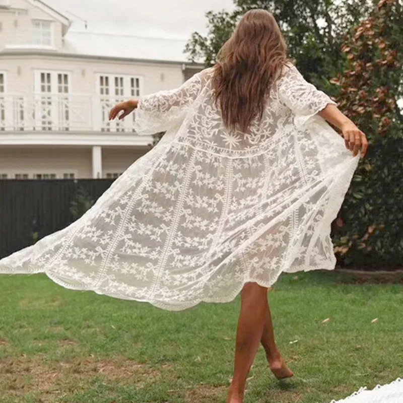 ZAFILLE Sexy Lace Cover Up Beach Women White Pareo Bikini Cover Up Long Beach Dress Saida De Praia Beach Tunic Swimwear Women
ZAFILLE Sexy Lace Cover Up Beach Women White Pareo Bikini Cover Up Long Beach Dress Saida De Praia Beach Tunic Swimwear Women