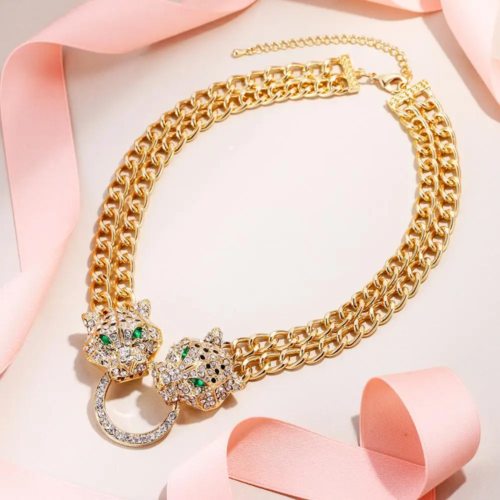 Чокер женский с леопардовым принтом на цепочке|animal necklace|choker fashion necklaceschoker necklace |