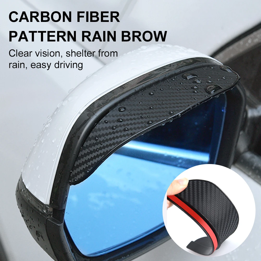 

SALE 2PCS Universal Car Rear View Mirror Rain Cover Sun Visor Eyebrow Carbon Fiber Side View Mirror Rain Guard Auto Accessories