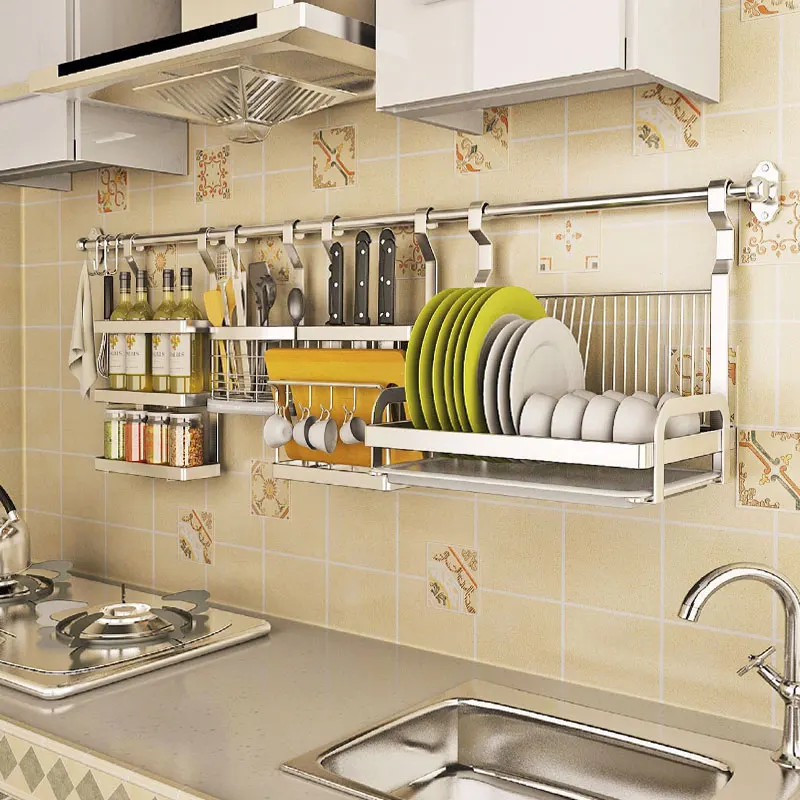 Multi-function kitchen rack wall-mounted stainless steel tableware pot holder seasoning shelf tableware storage supplies
Multi-function kitchen rack wall-mounted stainless steel tableware pot holder seasoning shelf tableware storage supplies