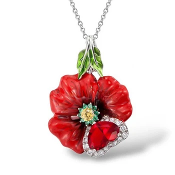 Crystal Red Rose Enamel Necklace Drip Oil Flower Pendant Bohemia Romantic Copper Pendants Women Wedding Jewelry Gift
Crystal Red Rose Enamel Necklace Drip Oil Flower Pendant Bohemia Romantic Copper Pendants Women Wedding Jewelry Gift