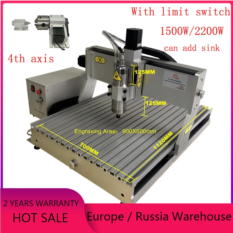 2200W CNC 6090 4 Axis wood router 1500W Metal 3D Milling Engraving Machine PCB Carving with limit switch
2200W CNC 6090 4 Axis wood router 1500W Metal 3D Milling Engraving Machine PCB Carving with limit switch