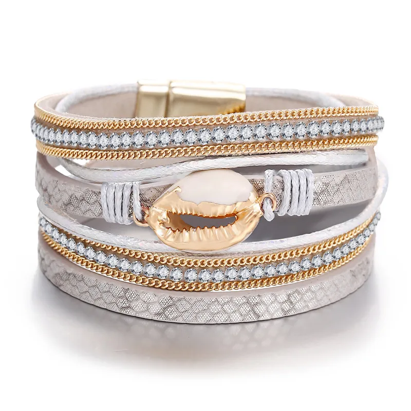 AY Multilayer PU Leather Bracelets for Women Femme Crystal Metal Shell Charm Bohemian Wrap Men Bracelet Jewelry Gift
AY Multilayer PU Leather Bracelets for Women Femme Crystal Metal Shell Charm Bohemian Wrap Men Bracelet Jewelry Gift