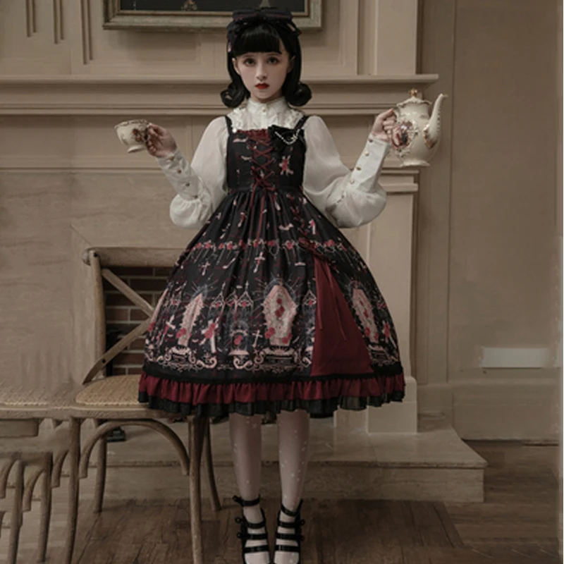 Japanese Lolita Dress Victorain Sleeveless Bowknot Strap Overknee Dark Women High Waist Loli Cosplay Accessories Costumes Sweet
Japanese Lolita Dress Victorain Sleeveless Bowknot Strap Overknee Dark Women High Waist Loli Cosplay Accessories Costumes Sweet