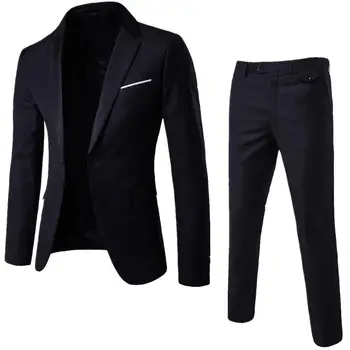 New Men Business Leisure One Button Solid Color Skinny Formal Flat Two-Piece Fit Suits For Men with pants Groom Suit set
New Men Business Leisure One Button Solid Color Skinny Formal Flat Two-Piece Fit Suits For Men with pants Groom Suit set