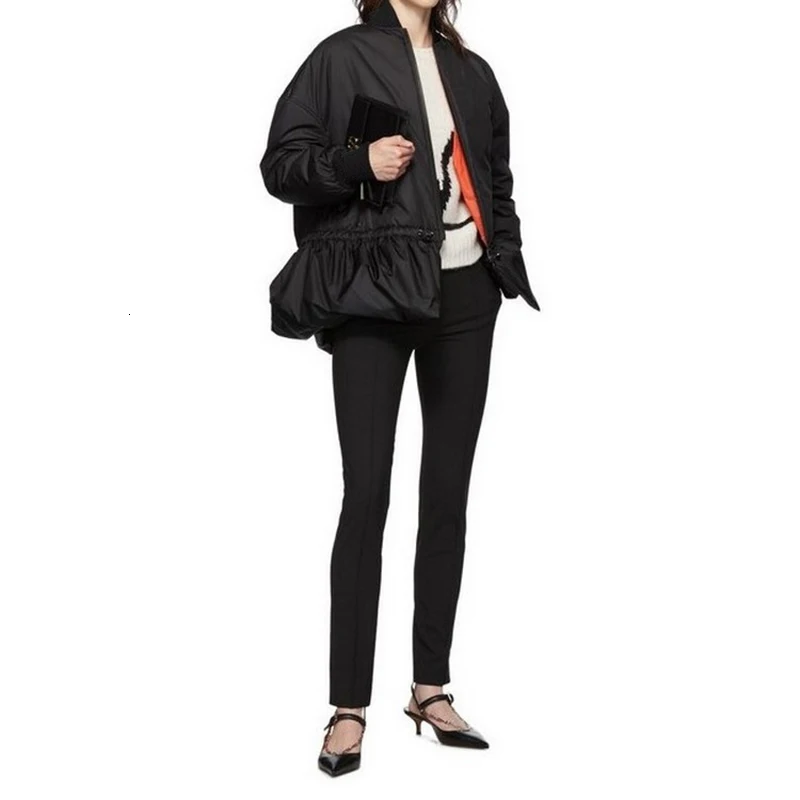 GALCAUR Korean Women's Jacket Stand Collar Long Sleeve Zipper Pocket Oversized Female Jackets Autumn Fashion New Clothing 2019 (5).jpg