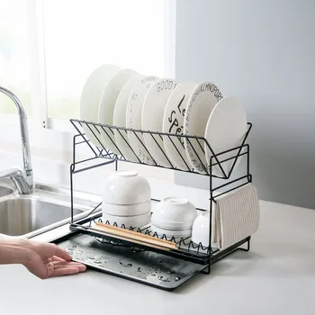 2 Layers Storage Rack Kitchen Organizer Dish Drying Rack Tableware Drainer Shelf Holder Plate Dish Rack with Tray Sink Organizer 
2 Layers Storage Rack Kitchen Organizer Dish Drying Rack Tableware Drainer Shelf Holder Plate Dish Rack with Tray Sink Organizer