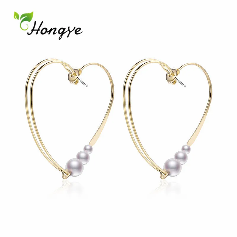 Hongye 2020 Fashion Super Big Heart Pearl Drop Earrings For Girl Women Gold Color Sweet Party Fine Jewelry Brincos
Hongye 2020 Fashion Super Big Heart Pearl Drop Earrings For Girl Women Gold Color Sweet Party Fine Jewelry Brincos