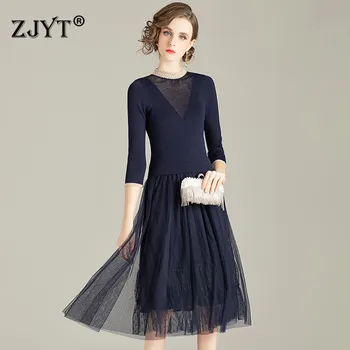 New Arrival Autumn Winter Women Clothes Fashion Designers Pearls Beading Neck Mesh Patchwork Knitting Sweater Dresses Sexy
New Arrival Autumn Winter Women Clothes Fashion Designers Pearls Beading Neck Mesh Patchwork Knitting Sweater Dresses Sexy