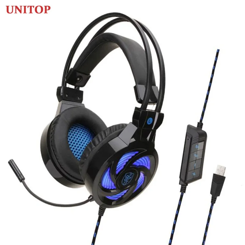 UNITOP stereo headphones Music Over Ear Wired Earphones Computer Gaming Headset PS4 with Mic LED Light for PC Gamer Earphone
UNITOP stereo headphones Music Over Ear Wired Earphones Computer Gaming Headset PS4 with Mic LED Light for PC Gamer Earphone