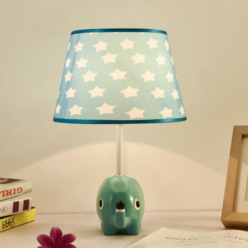 

kids table lamp for bedroom decoration fabric resin elephant flexo led desk lamp eye-protecting reading lamp bedside night light