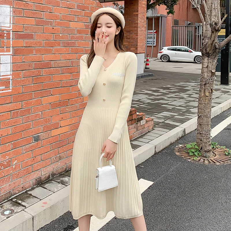 Knit Dress Women Temperament High Waist Long Sleeve Bottoming Mid-Length Dress 2020 New Autumn Winter Korean
Knit Dress Women Temperament High Waist Long Sleeve Bottoming Mid-Length Dress 2020 New Autumn Winter Korean