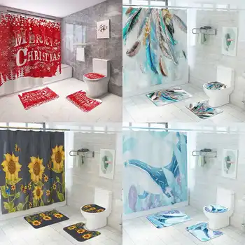 Waterproof Shower Curtains Polyester Christmas 4PCS Bathroom Accessories Set with Hooks High Quality Non-slip Soft
Waterproof Shower Curtains Polyester Christmas 4PCS Bathroom Accessories Set with Hooks High Quality Non-slip Soft