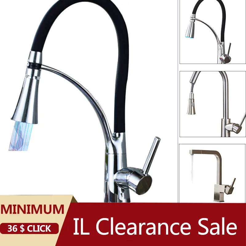 IL Clearance Sale Kitchen sink Faucet hot cold mixer crane tap free ship Deck mount chrome brushed color
IL Clearance Sale Kitchen sink Faucet hot cold mixer crane tap free ship Deck mount chrome brushed color