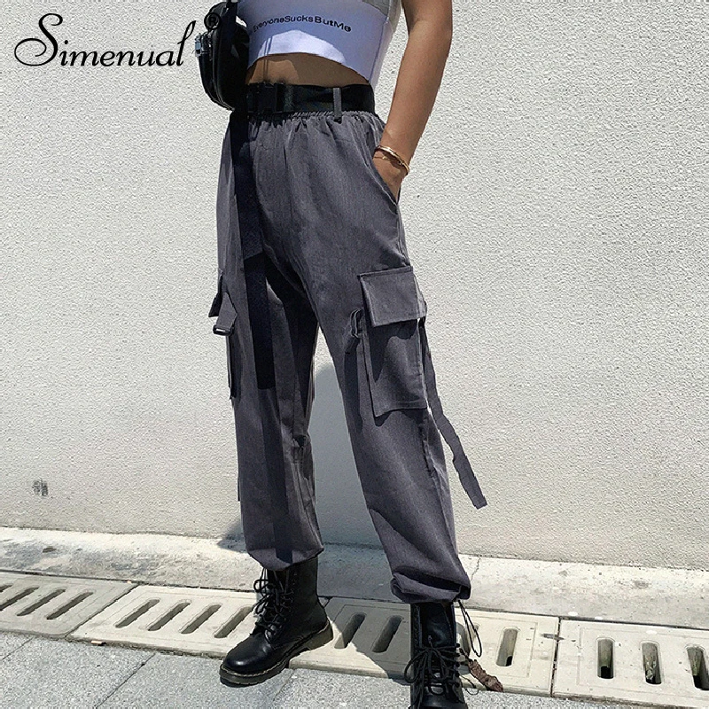 Simenual Fashion Pockets High Waist Cargo Pants Women Buckle Casual Streetwear Trousers Solid Autumn 2019 Basic Slim Long Pants
Simenual Fashion Pockets High Waist Cargo Pants Women Buckle Casual Streetwear Trousers Solid Autumn 2019 Basic Slim Long Pants