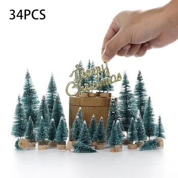 34Pcs Mini Sisal Christmas Trees Set Mini Artificial Frosted Sisal Wood Base Craft Pine Tree Christmas Decor
34Pcs Mini Sisal Christmas Trees Set Mini Artificial Frosted Sisal Wood Base Craft Pine Tree Christmas Decor