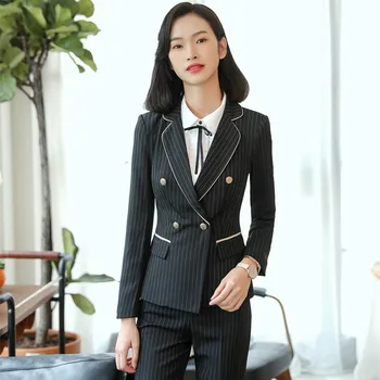 High Quality 2 Piece Set Striped Work Formal Pant Suit Soft Comfortable Blazer Office Lady Uniform Designs Women Business Suits
High Quality 2 Piece Set Striped Work Formal Pant Suit Soft Comfortable Blazer Office Lady Uniform Designs Women Business Suits