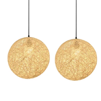 2 Pack Rattan and Hemp Ball Chandelier Individual Creativity Spherical Rattan Nest Lampshade
2 Pack Rattan and Hemp Ball Chandelier Individual Creativity Spherical Rattan Nest Lampshade