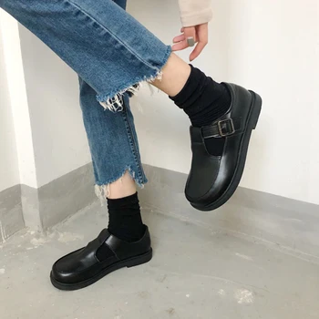2020 spring new Japanese round head retro single shoes British style women's shoes college flat soft girl big head small shoes 
2020 spring new Japanese round head retro single shoes British style women's shoes college flat soft girl big head small shoes