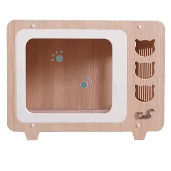 Retro TV color matching wooden cat house cat's nest cat toys free shipping
Retro TV color matching wooden cat house cat's nest cat toys free shipping