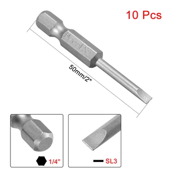 uxcell 10 Pcs 1/4" Hex Shank 50mm Length Magnetic SL3 Slot Head Screwdriver Bits S2 Alloy Steel
uxcell 10 Pcs 1/4" Hex Shank 50mm Length Magnetic SL3 Slot Head Screwdriver Bits S2 Alloy Steel