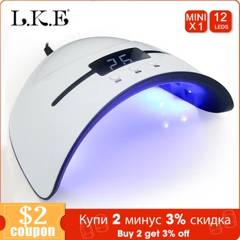 

LKE 36W UV Lamp Nail Dryer For All Types Gel 12 Leds UV Lamp for Nail Machine Curing 30s 60s 90s Timer USB Portable UV lamps