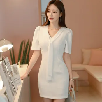 2020 Summer New Korea Slim V-Neck Short Sleeve White Mini Bodycon Women's Office Dress
2020 Summer New Korea Slim V-Neck Short Sleeve White Mini Bodycon Women's Office Dress