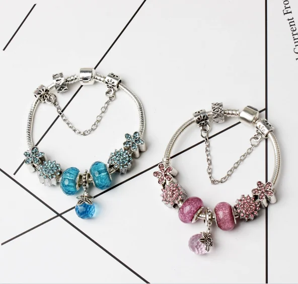 2020 New Original Jewellery Brand European Style Flower Crystal Ball Charm Beads Fit European Pan Bracelets For Women 2020 New Original Jewellery Brand European Style Flower Crystal Ball Charm Beads Fit European Pan Bracelets For Women