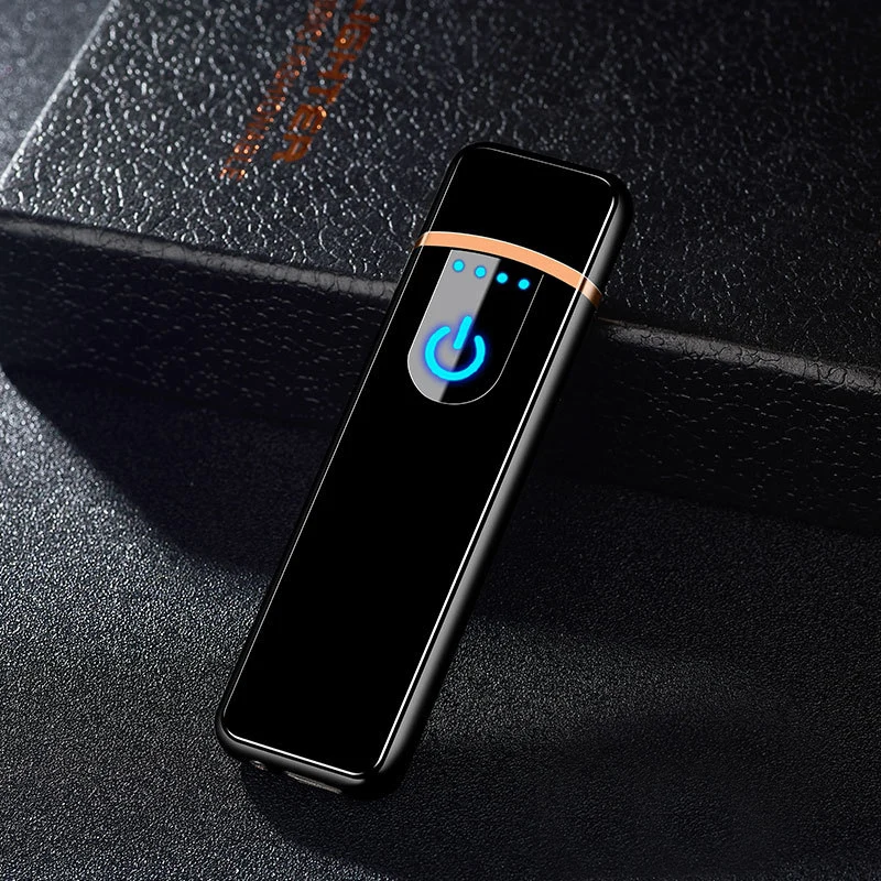 

New USB Lighter Rechargeable Lighter Push Button Double-sided Point Charging Electronic Windproof Cigarette Lighters 7 Styles