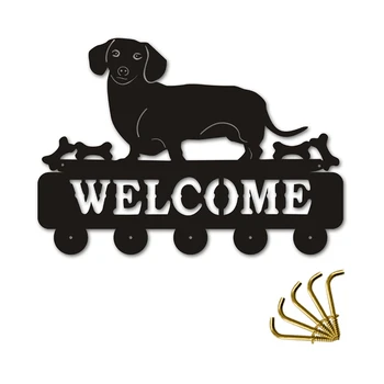 

Dachshund Wall Hook Sausage Dog Welcome Animals Hanger Coat Rack Wooden Key Holder Umbrella Household Pet Shop Decor