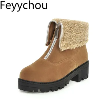 Women Boots Autumn Winter Warm Ankle Round Toe Snow Boots Platform Flock Med Heel 2019 New Sexy Fashion Black Big Size 34-46
Women Boots Autumn Winter Warm Ankle Round Toe Snow Boots Platform Flock Med Heel 2019 New Sexy Fashion Black Big Size 34-46