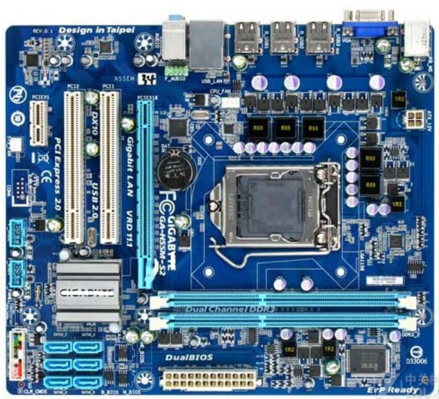 Desktop Motherboard FOR GIGABYTE GA-H55M-S2 Used H55 Socket LGA 1156 i3 i5 i7 DDR3 8G Micro-ATX Original Mainboard H55M-S2 PC | Компьютеры
