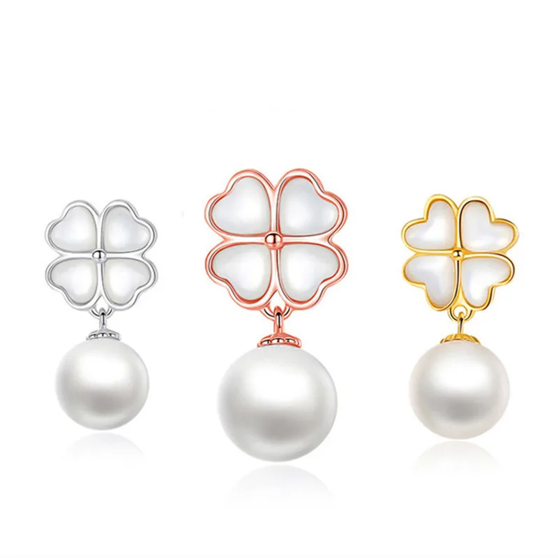 925 Sterling Silver Pearl & Shell four-leaf Clovers Stud Earrings Fine Jewelry Women Korean Design Simple Trendy Earring Party
925 Sterling Silver Pearl & Shell four-leaf Clovers Stud Earrings Fine Jewelry Women Korean Design Simple Trendy Earring Party