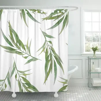Watercolor Tropical Leaves Branch Hand Eucalyptus on Tag Brand Shower Curtain Waterproof Polyester Fabric 60 x 72 Inches Set 
Watercolor Tropical Leaves Branch Hand Eucalyptus on Tag Brand Shower Curtain Waterproof Polyester Fabric 60 x 72 Inches Set