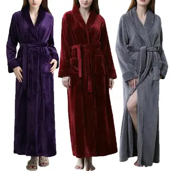 2020 Women Soft Flannel Solid Color Thicken Lapel Long Bath Robe Home Gown Sleepwear Xmas Gifts robe pijama winter robe lolita 
2020 Women Soft Flannel Solid Color Thicken Lapel Long Bath Robe Home Gown Sleepwear Xmas Gifts robe pijama winter robe lolita